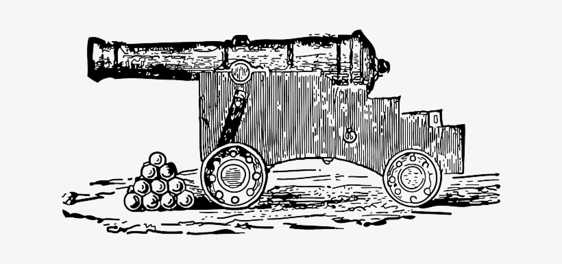 Outline, War, Drawing, Fire, Weapons, Bomb, Arms - Medieval Cannon Drawing, transparent png