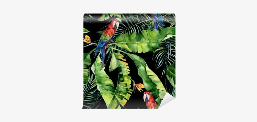 Seamless Watercolor Illustration Of Tropical Leaves, - Obrazy Na Płótnie Tropical Papugi, transparent png