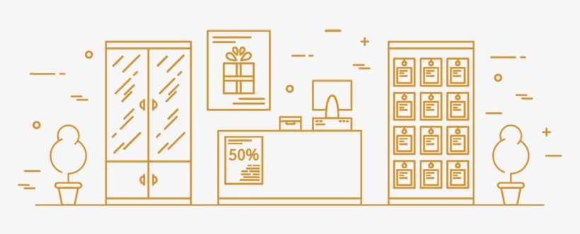 Home Banner Store Outline - Illustration, transparent png