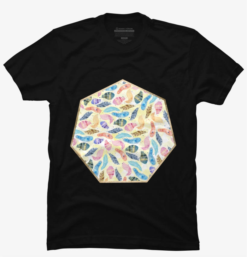 Watercolor Feathers Hand Paint Mens T Shirt - Active Shirt, transparent png