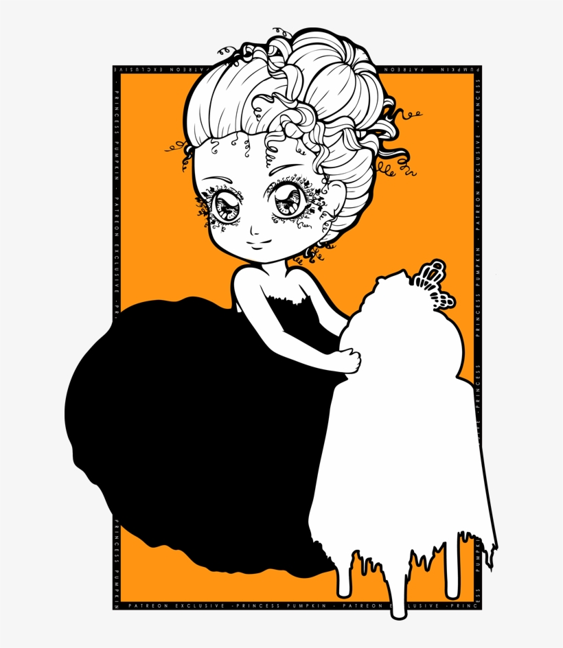 Princess Pumpkin Chibi By Chibivi-linearts On Deviantart - Line Art, transparent png