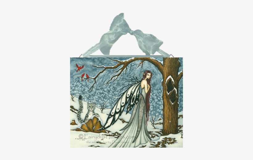 Fairy And Snow Leopard Ceramic Tile Plaque - Illustration, transparent png