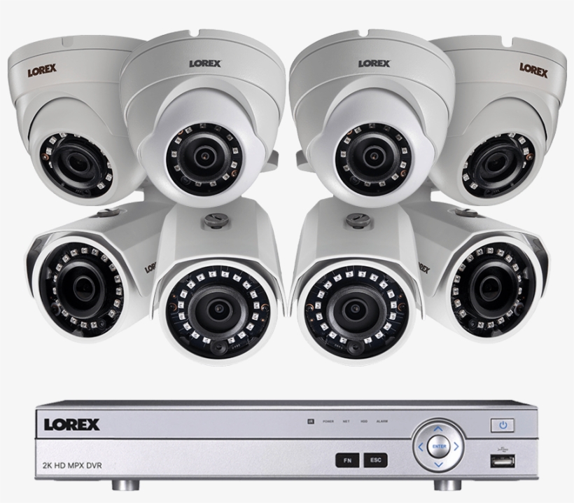 8 Channel 2k Hd Security Camera System With 8 2k Metal - Lorex 2k Resolution Hd Security Surveillance System, transparent png