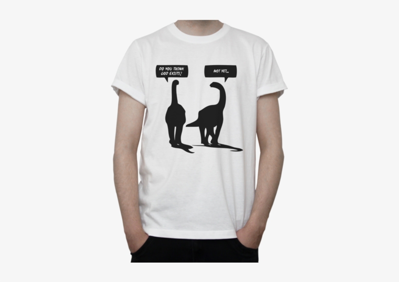 "does God Exist" Brontosaurus Cotton T-shirt - Supreme Leader Kim Jong Un Shirt, transparent png