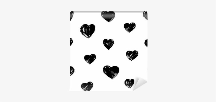 Seamless Pattern With Hand Drawn Hearts Wall Mural - Pattern, transparent png