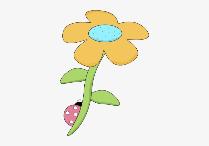 Yellow Spring Flower With A Ladybug - Mycutegraphics Flower, transparent png