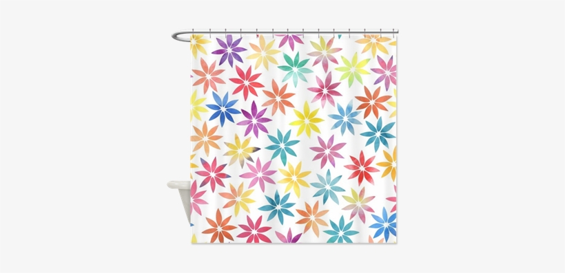 Red, Purple, Aqua, Yellow Watercolor Star Flowers Shower - Red, Purple, Aqua, Yellow Watercolor Star Flowers -, transparent png