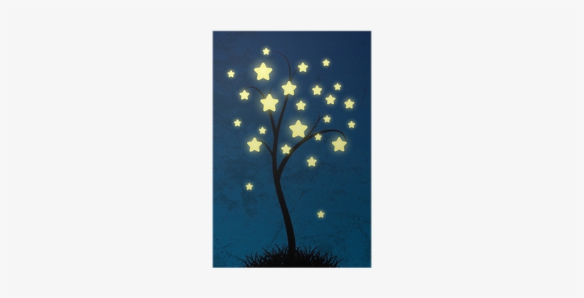 Fairy Starry Tree On Night Background Poster • Pixers® - Tree, transparent png