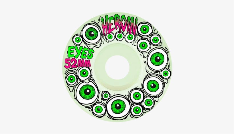 Eye Glow 52 - Heroin Eyes Skateboard Wheels - 52mm (glow, transparent png