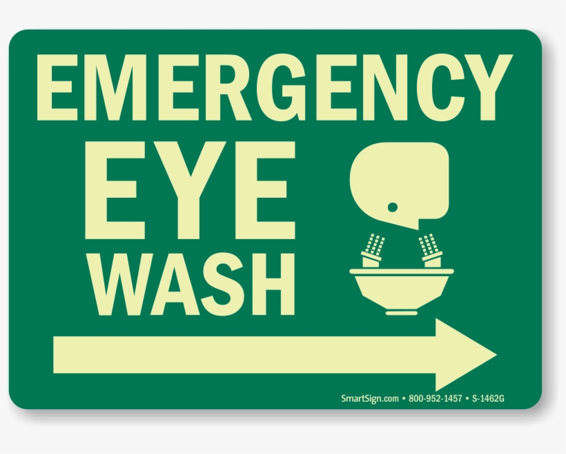 Emergency Eye Wash Arrow Right Sign - Eye Wash Station Sign Free, transparent png