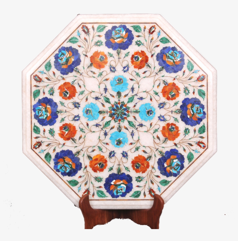 Octagon White Marble Inlay Tabletop - Table, transparent png