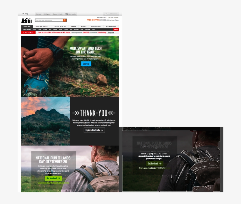 The Rei Website Places A Semiopaque Black Box Behind - Text On Image Website, transparent png