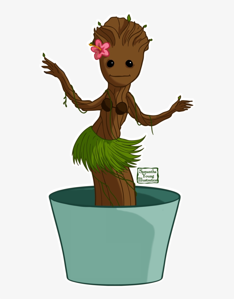 Hula Groot By Samyoungillustration On Deviantart Jpg - Groot, transparent png