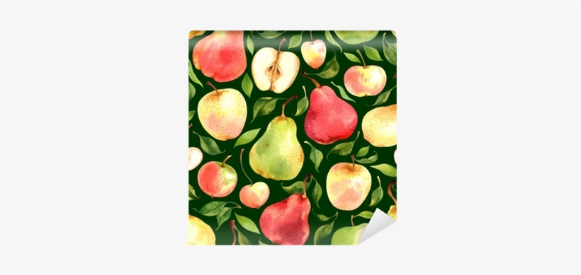 Seamless Pattern With Watercolor Apples And Pears On - Pears Andapples By Achtung - Customized Wallpaper Patterns, transparent png