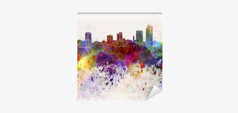 Little Rock Skyline In Watercolor Background Wall Mural - Dallas Skyline In Watercolor Background, transparent png