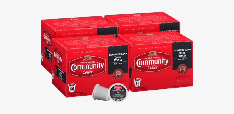 Signature Blend Dark Roast Coffee Pods 144 Count Compatible - Community Coffee Cafe Special Decaf Coffee Keurig K, transparent png