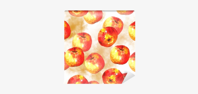 Watercolor Seamless Background With Apples Wall Mural - Watercolor Painting, transparent png