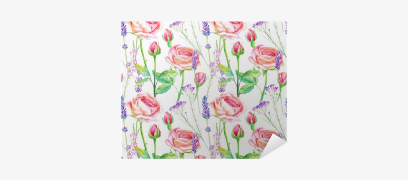Seamless Pattern Of A Purple Roses,bluebell And Lavender - Paper, transparent png