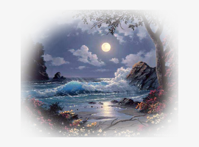 Collection Of Free Download On Ubisafe Pin - Cuadros Luna Llena En Una Playa, transparent png