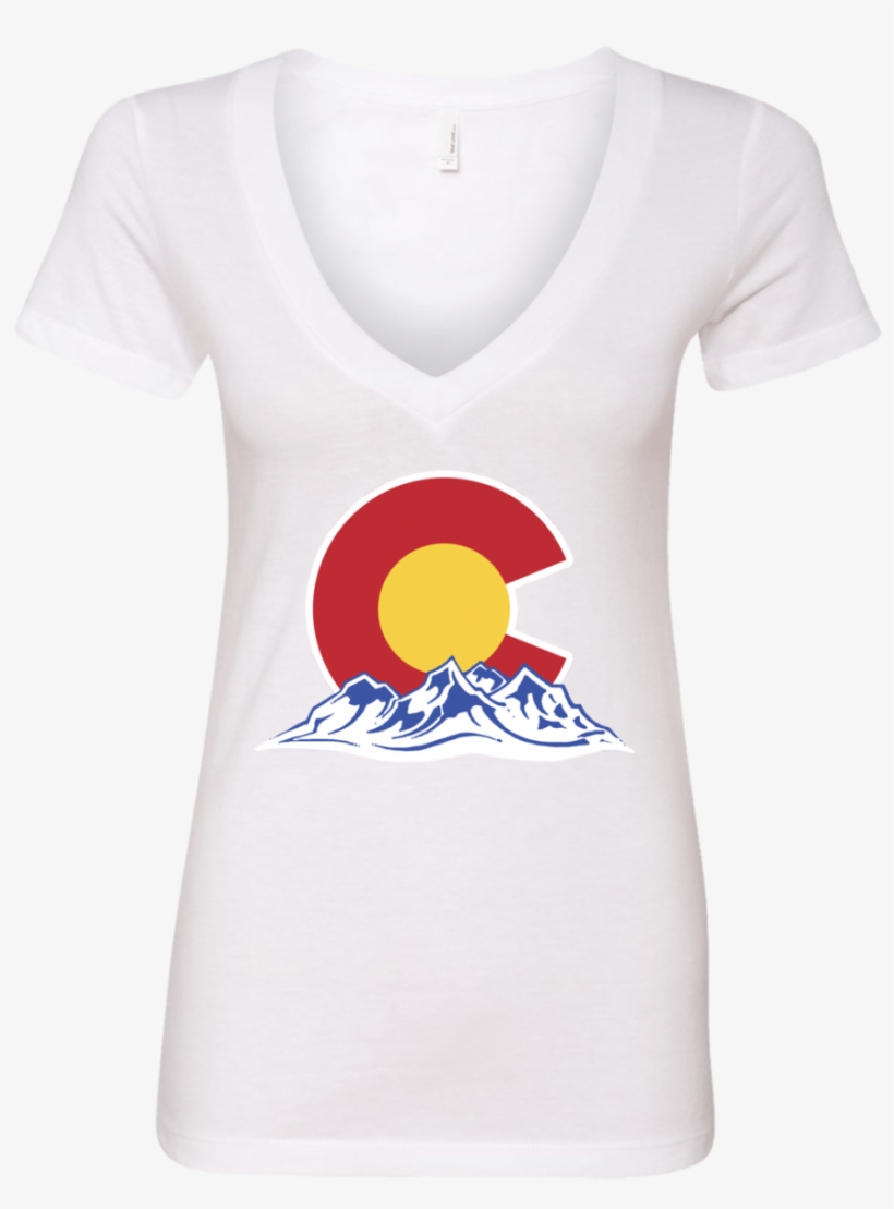 Colorado Mountain Silhouette Ladies' Deep V Neck T - Deep V-neck, transparent png