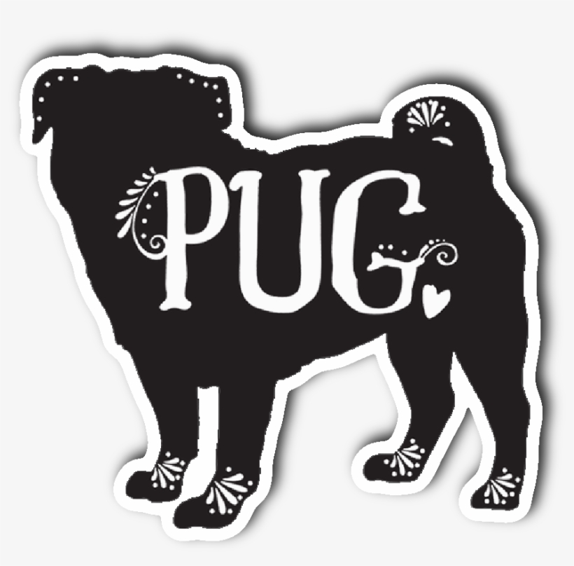 Pug Sticke - Pug Tote, Pug Dog Breed Bag, I Love My Pug, transparent png