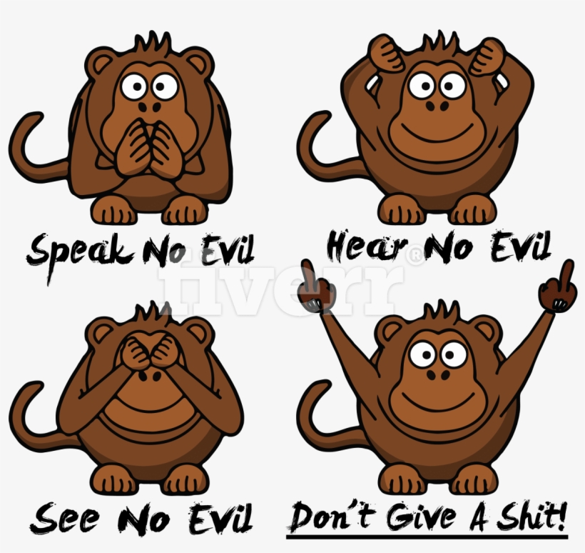 Make Creative Art Work And Typography T Shirt Design - Set Of 3 See Hear Speak No Evil Monkeys 2.25" Bottle, transparent png