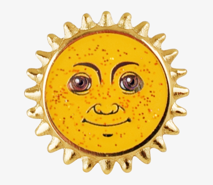 Sun Emoji Pin - Vitreous Enamel, transparent png