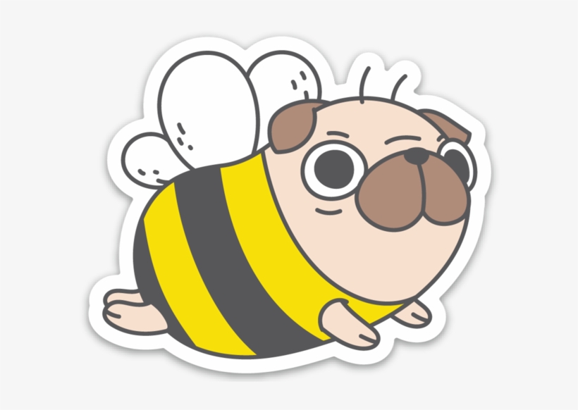 Pug Bee Vinyl Sticker - Sticker, transparent png