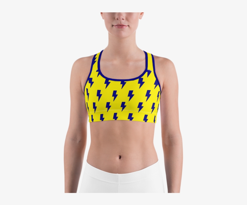 Blue & Yellow Lightning Bolts Sports Bra - Bra, transparent png