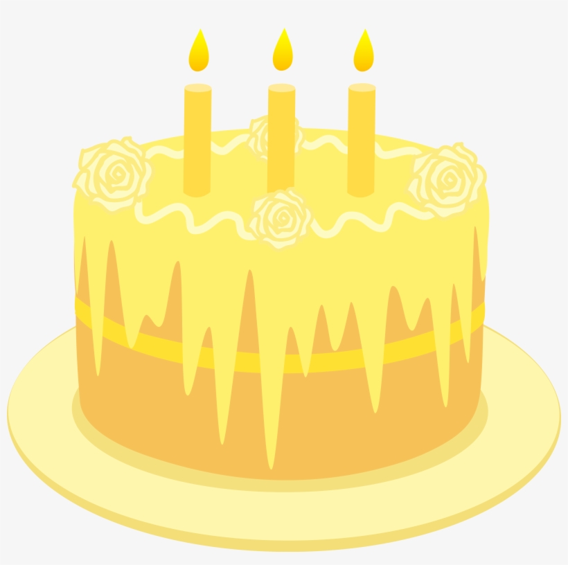 Birthday With Candles Free Clip Art Yellow - Yellow Cake Clip Art, transparent png