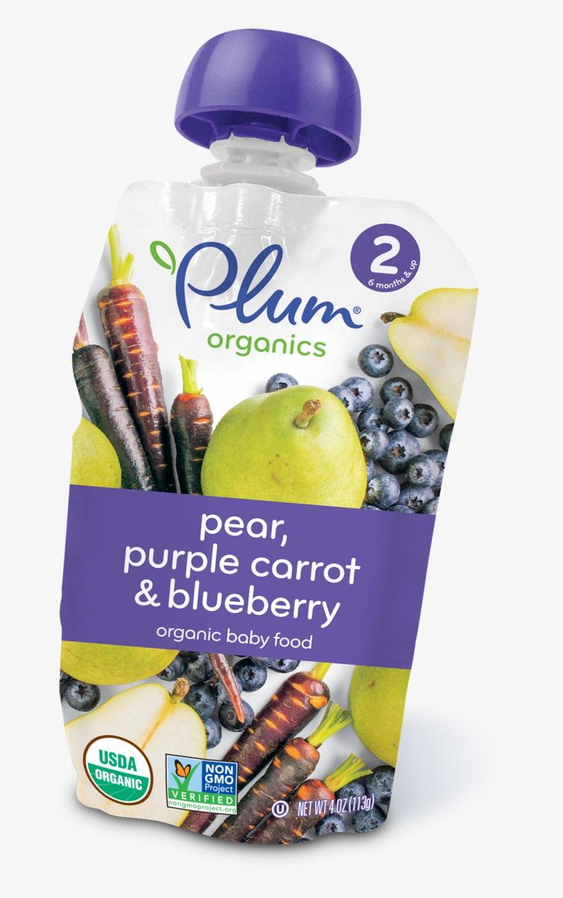 Pear, Purple Carrot & Blueberry - Plum Organics Stage 2 Purees - Variety - 4 Oz, transparent png