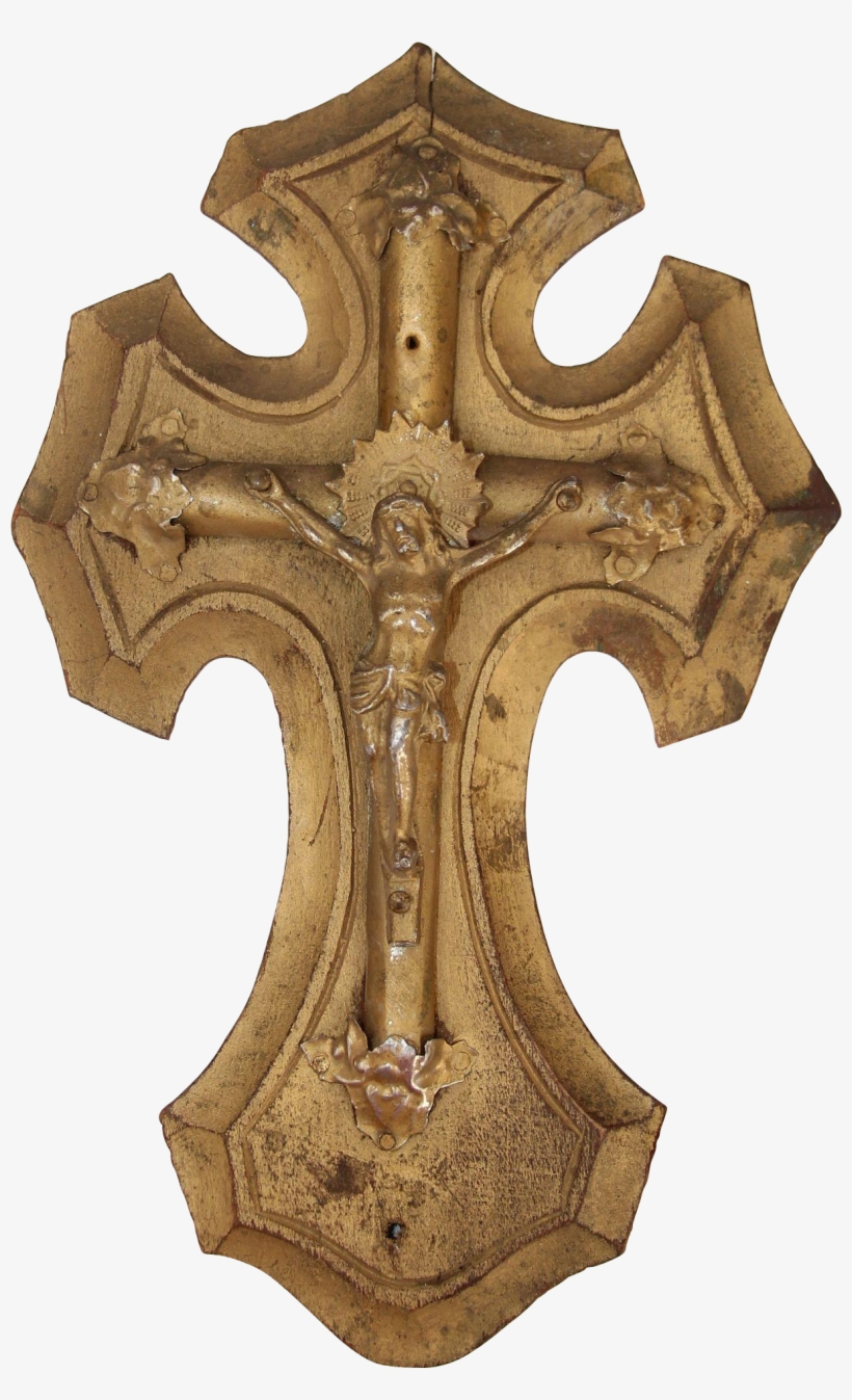 Vintage Crucifix / Jesus Christ On The Cross Carved - Christianity, transparent png