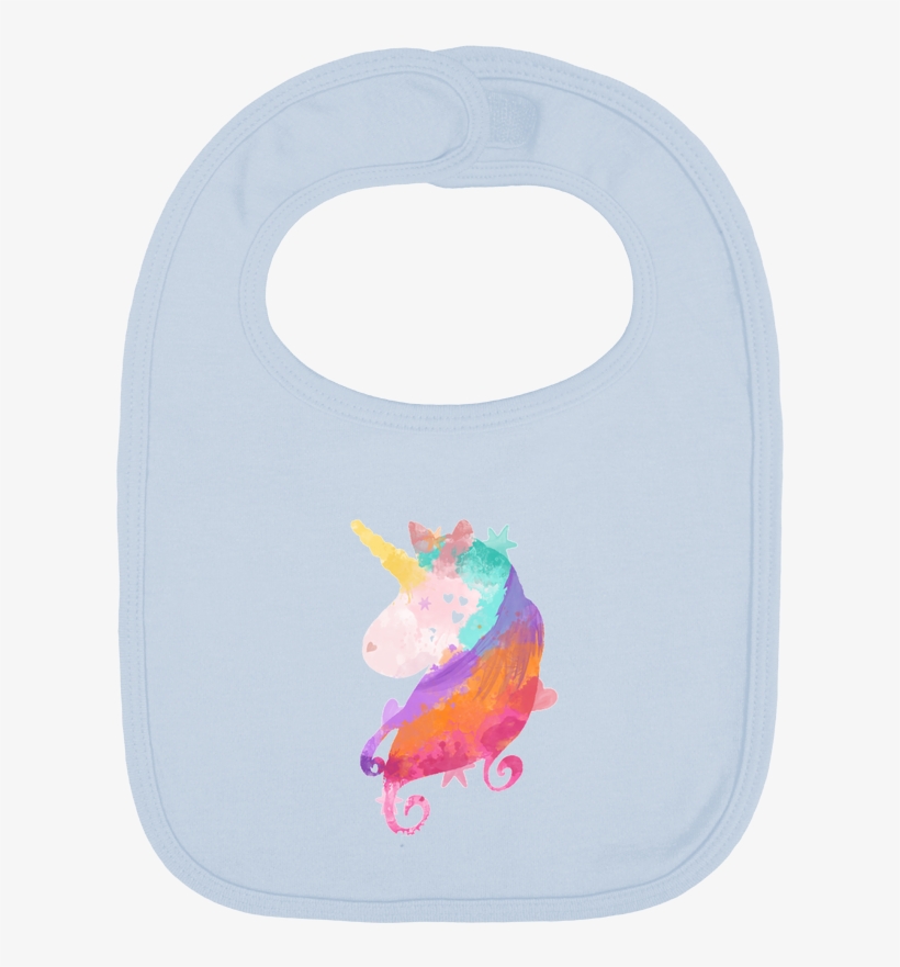 Baby Bib Plain And Contrast Watercolor Unicorn By Pinkglitter - Watercolor Painting, transparent png
