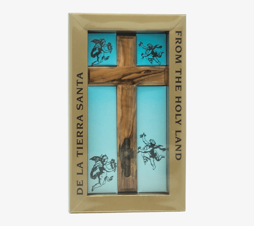 Olive Wood Cross With Soil From Bethlehem And Water - Olive, transparent png