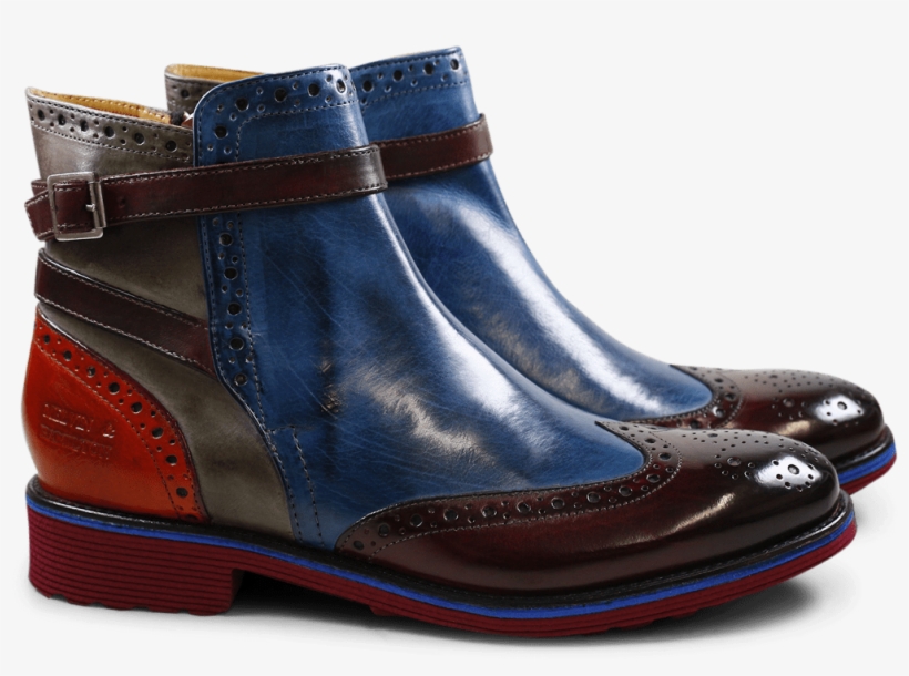 Amelie 11 Burgundy Mid Blue Smoke Winter Orange Strap - Stiefeletten Chelsea Boots Ankle Boots Von Melvin &, transparent png