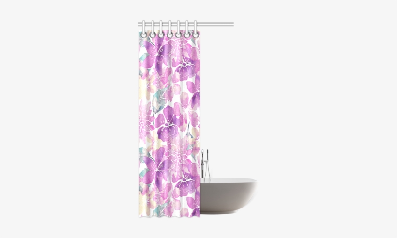 Pastel Watercolor Flower Pattern Shower Curtain - Window Film, transparent png