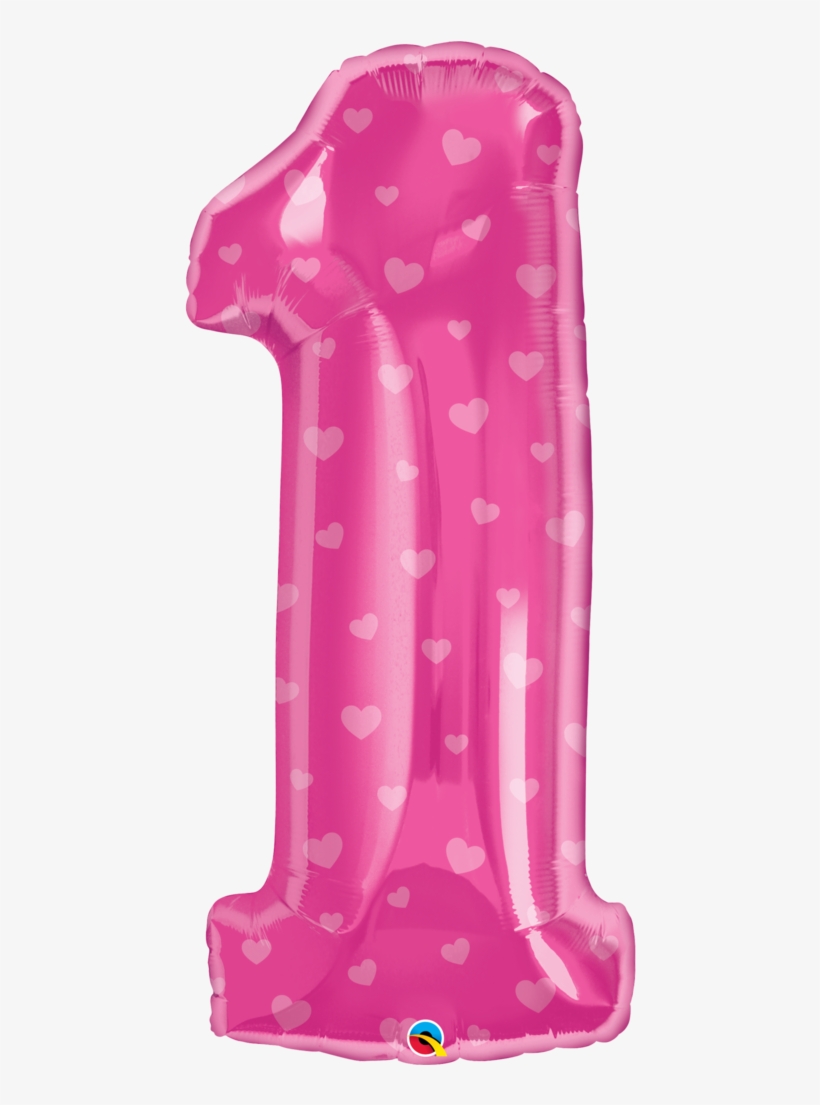 Pink 1 Hearts Super Shape Foil Balloon - Number 18 Pink Balloons, transparent png