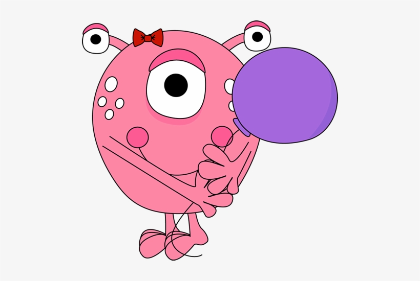 Pink Monster Holding A Balloon - Monster Clip Art, transparent png