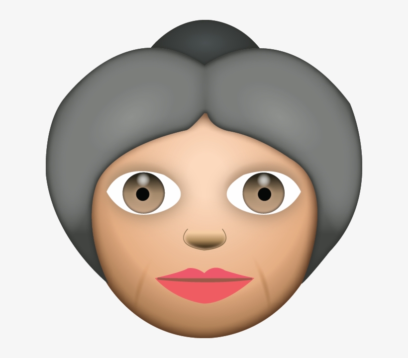 White Grandma Emoji - Emoji Grandma And Grandpa, transparent png