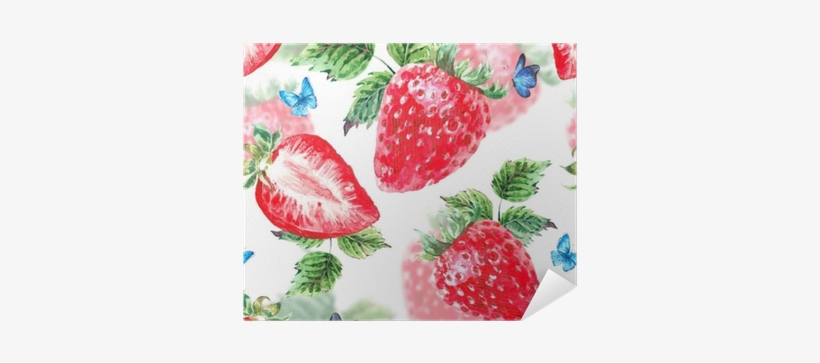 Watercolor Strawberry Seamless Background Poster • - Photography, transparent png