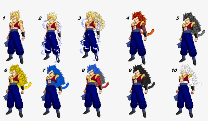 2 3 5 6 7 8 9 10 Goku Vegeta Majin Buu Gohan Trunks - Dragon Ball Absalon Gotenks, transparent png