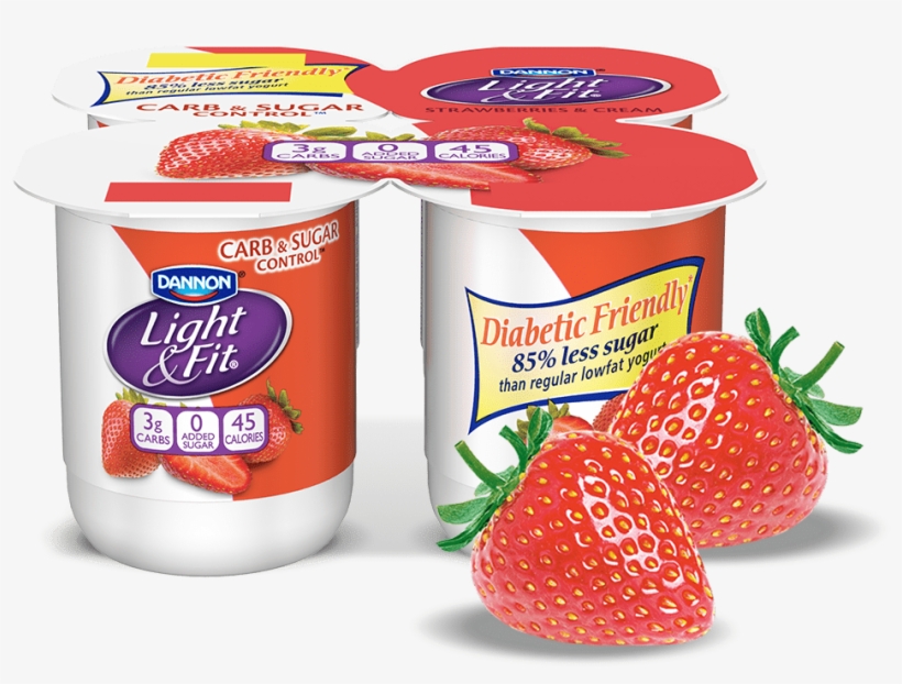 Strawberries & Cream Carb & Sugar Control - Light & Fit Carb & Sugar Control Cultured Dairy, transparent png