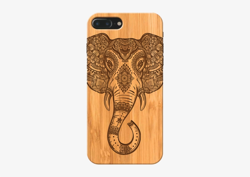 Elephant Head Wooden Phone Case - Purple Pink Ombre Henna Pattern Elephant Head Drawing, transparent png