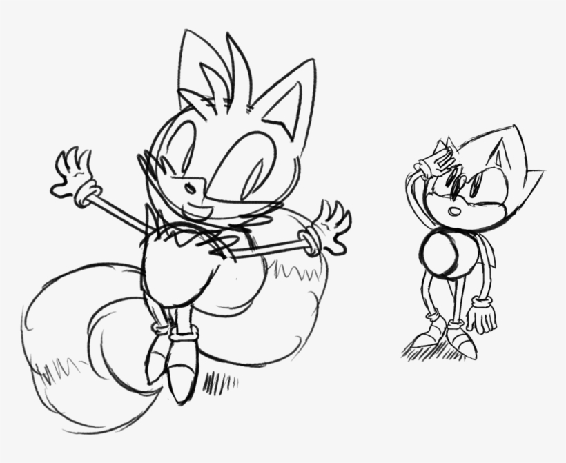 Graphic Royalty Free Stock Sonic And Tails Sketch Unfinished - Sonic Chaos, transparent png