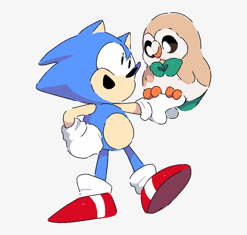 Rowlet And Classic Sonic - Sonic And Rowlet, transparent png
