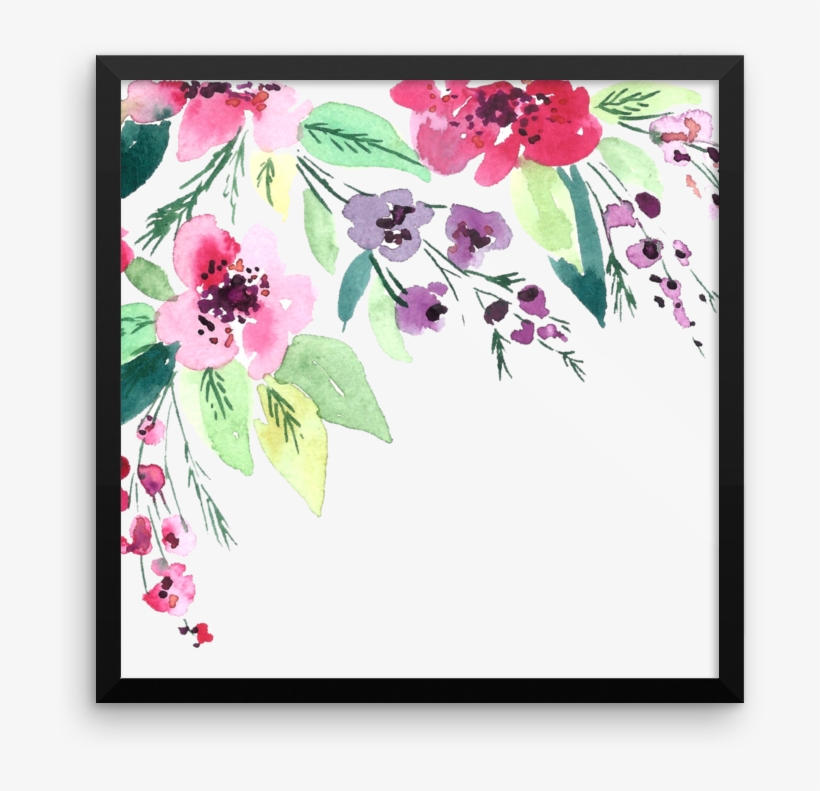 Watercolor Flowers Framed Photo Paper Poster - Canvas Print, transparent png