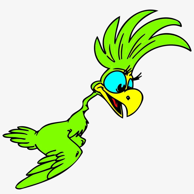 Image Library Parrot Bird Animated Film Free Commercial - Cartoon Green Parrot Png, transparent png