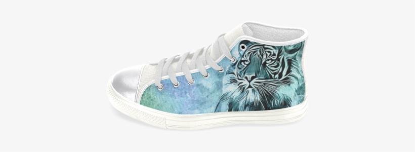 Watercolor Tiger Women's Classic High Top Canvas Shoes - Geometric Aquila High Top Canvas Men's Shoes (model017), transparent png