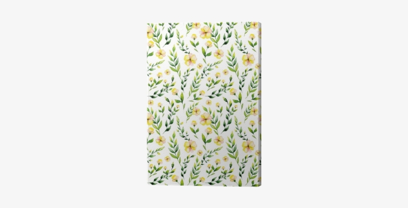 Seamless Watercolor Yellow Flower And Herbs Set - Watercolor Painting, transparent png