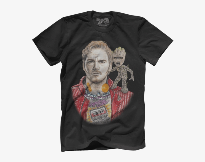 Inked Star Lord And Baby Groot - Border Wall T Shirt, transparent png